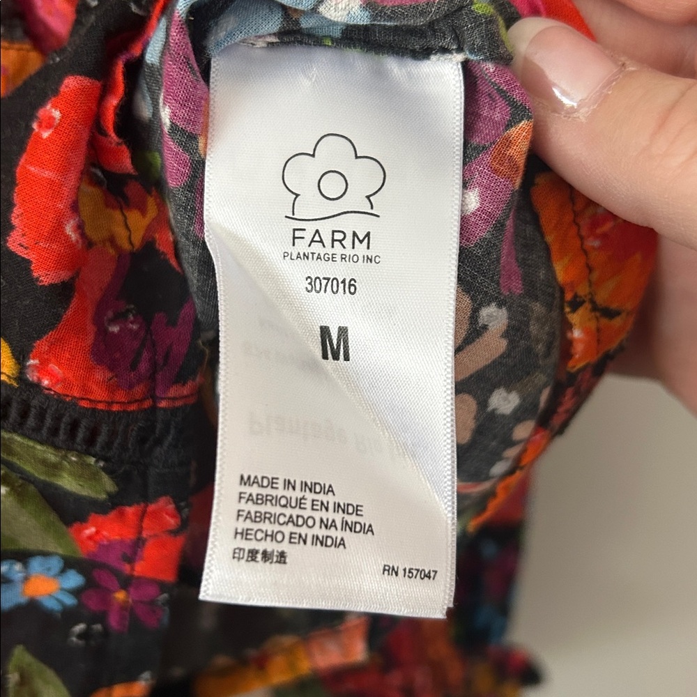 Farm Rio Boho Floral Ruffle Top Size Medium Spring Bananas Flowy Tropical - Picture 7 of 11